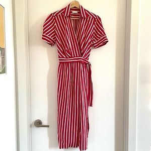 Sandro - Midi wrap dress - No size tag (fits like an XS) - Red stripe